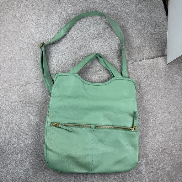 Fossil Erin Foldover Leather Tote Crossbody Bag Teal green - Picture 1 of 13